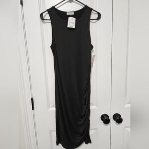 Haley & June Juniors Sleeveless Ruched Bodycon Dress, Black, Large, New w/Tag
